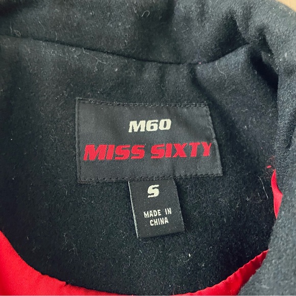 Miss Sixty M60 Wool Blend Coat Women’s Size Small Red Lining Black Belated - Picture 6 of 13